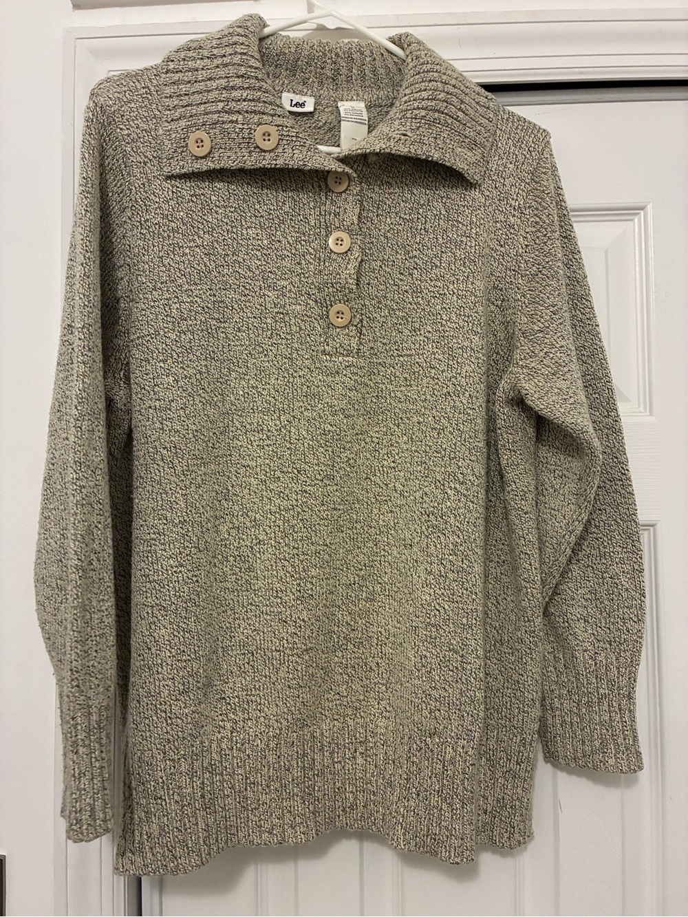Lee Women's Cream Button-Front Knit Sweater XL/XXL